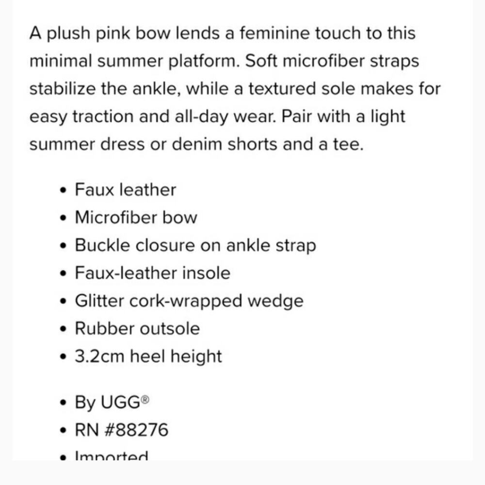 NWT Ugg Milley Bow Cork Wedge (5/EUR 35) - Picture 7 of 7